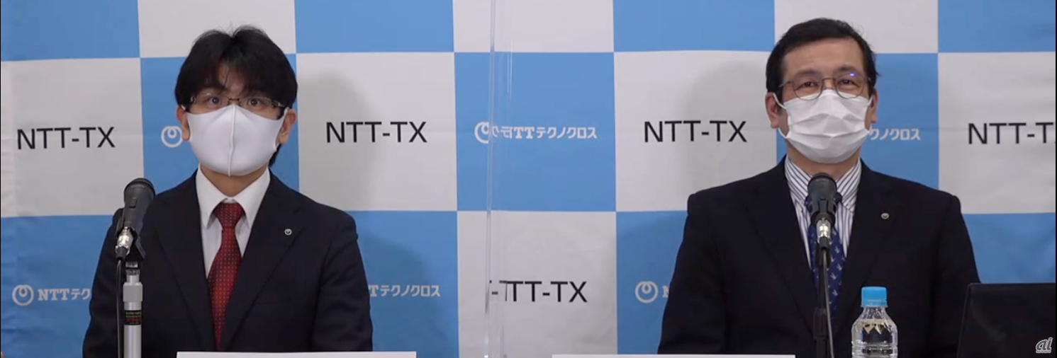 （左から）NTTテクノクロス 戦略ビジネス特区 イントラプレナー 安田航氏、同社 取締役 戦略ビジネス特区長 角隆一氏