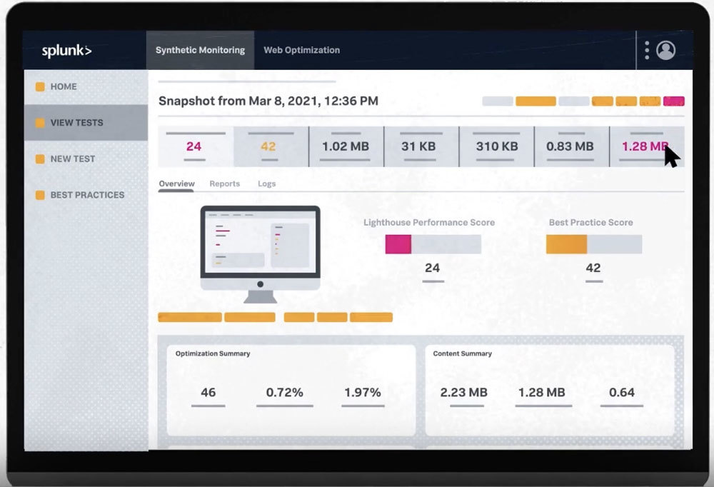 Splunk Synthetic MonitoringのUI