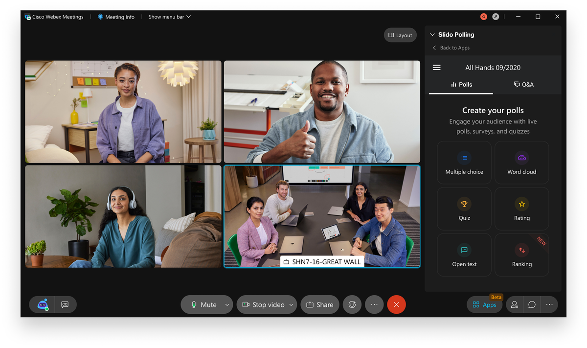 The new Webex Suite includes capabilities like polling.