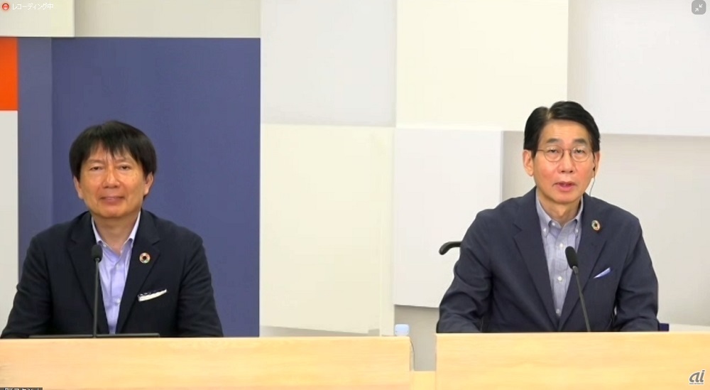 写真1：オンライン会見を行うNECの社長兼CEOの森田隆之氏（右）と執行役員常務兼CIO兼CISOの小玉浩氏（左）