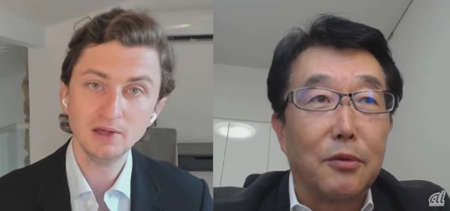 Cloudflare プロダクトマネジメントディレクターのSam Rhea氏（左）とクラウドフレア・ジャパン 日本代表の青葉雅和氏