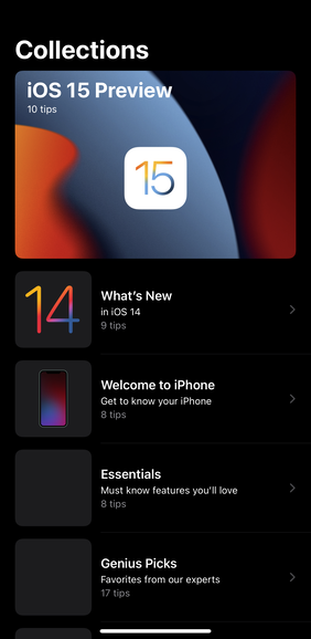 iOS 15プレビュー

　「iOS 15プレビュー」が「iOS」の「ヒント」アプリに登場している。ここではその一部を画像で紹介する。
