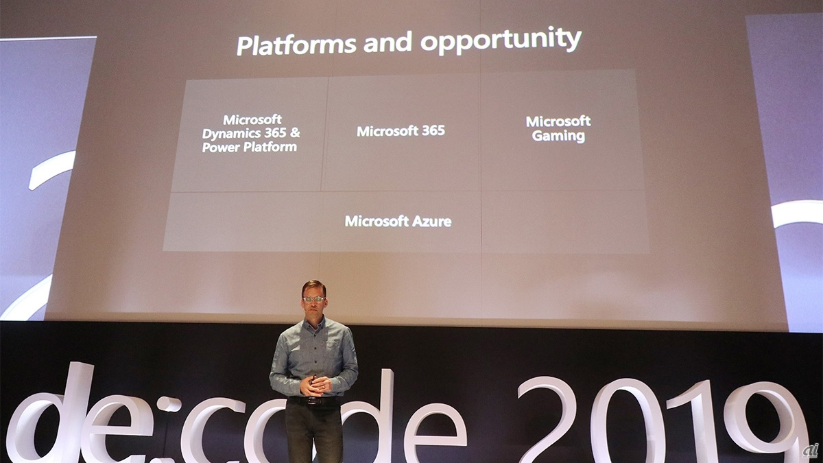 「de：code 2019」風景。Azureの左上にPower Platformの文字が確認できる