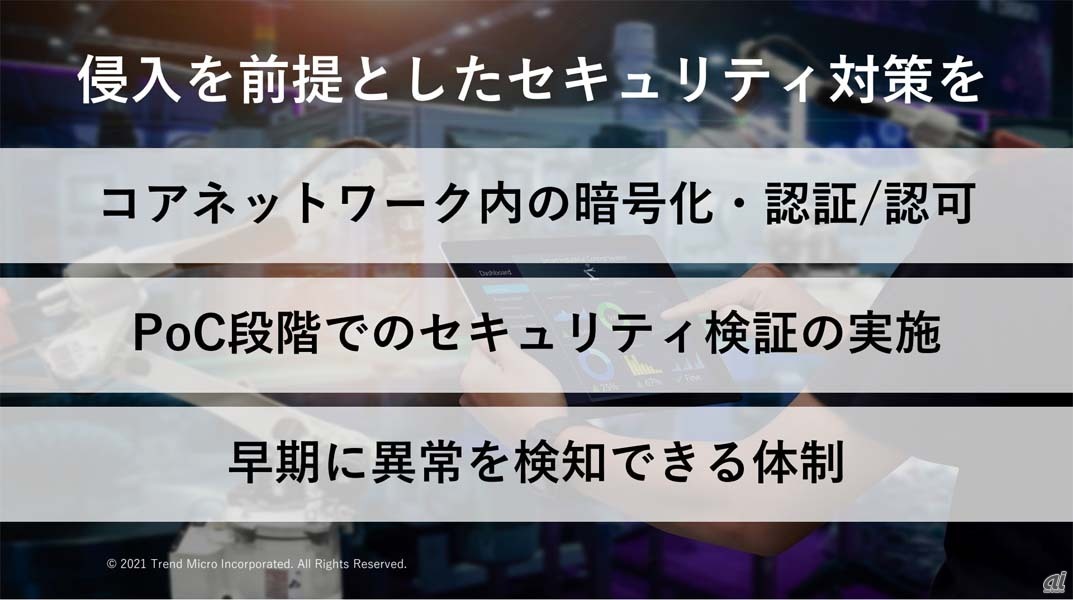 ゼロトラストの発想と同様に、侵入を前提としたセキュリティ対策を講じることが推奨される（出典：トレンドマイクロ）