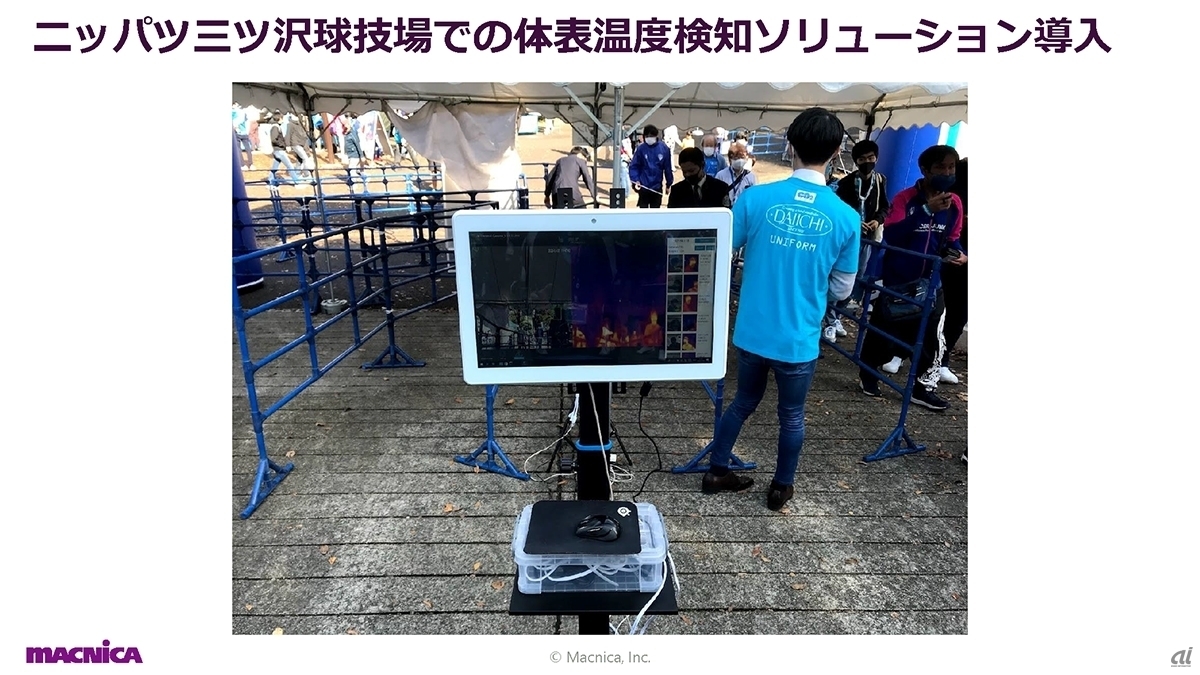 ニッパツ三ツ沢球技場（横浜FCのホームスタジアム）に導入されたIEI Integrationの体表温度検知ソリューション
