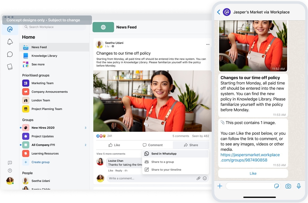 Meta announces integration of Workplace platform with WhatsApp
