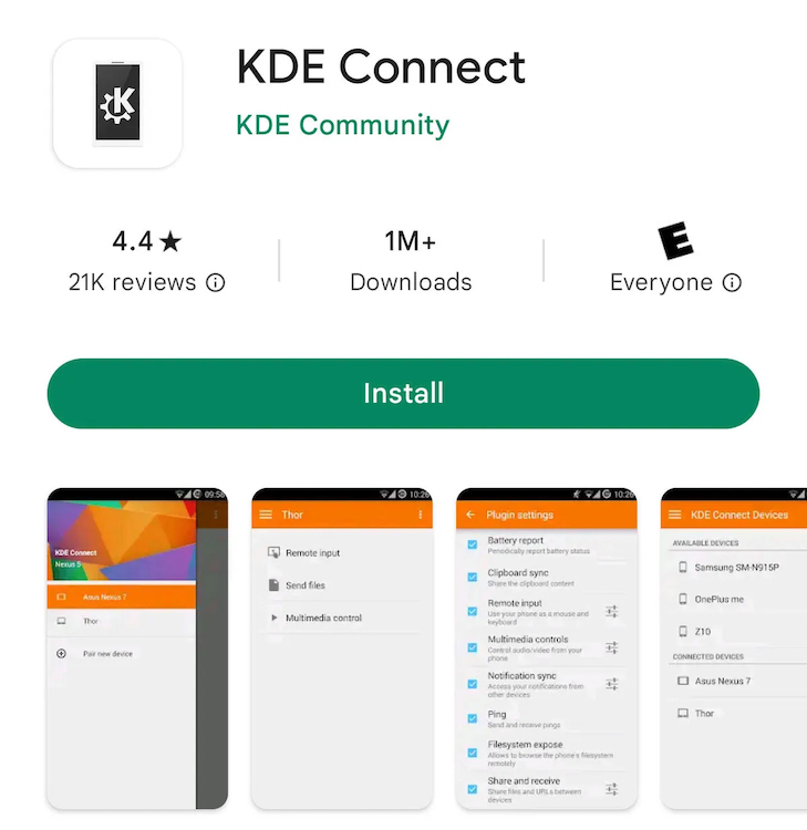 図1：KDE Connectを「Android 12」にインストールする。