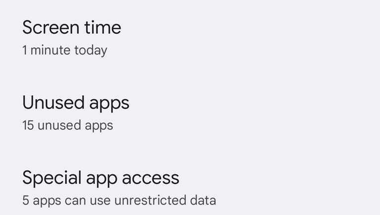 Android 13で「Unused Apps」（使用されていないアプリ）機能にアクセスする。(提供：Jack Wallen)
