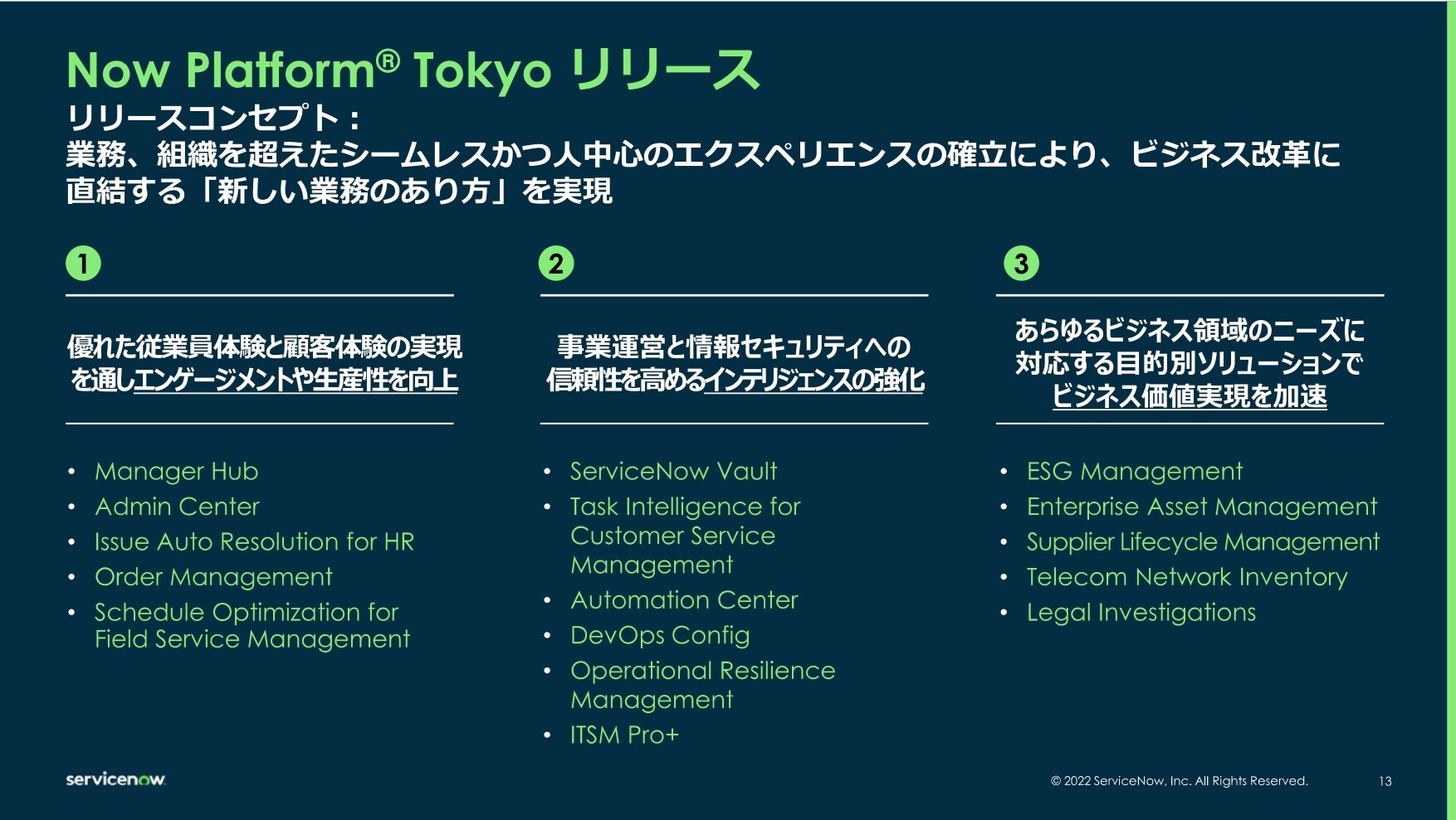 Tokyoリリースにおける新しいサービス一覧