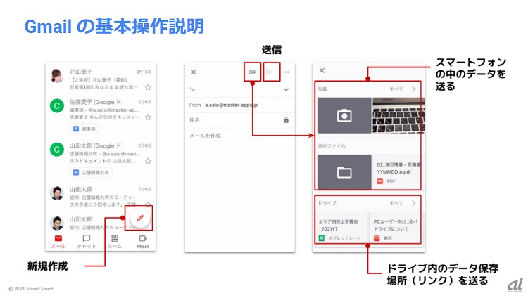 スマートフォンでの各種 Google Workspace アプリ操作方法を説明（出典：ストリートスマート）