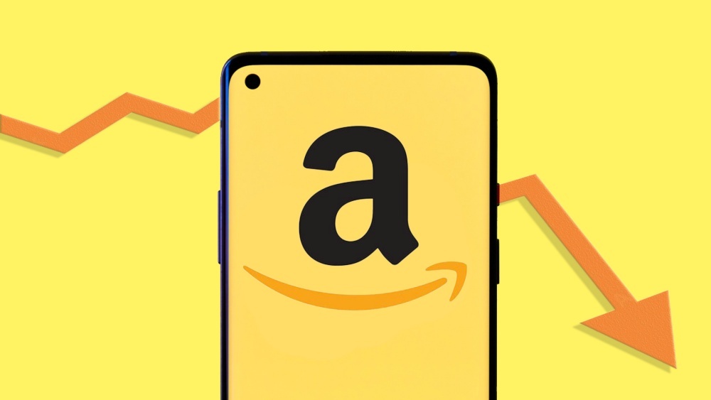 Amazonのロゴを表示したスマートフォン
