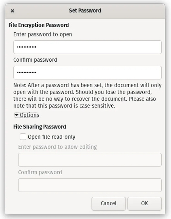 ファイル共有用の読み取り専用のパスワードを設定することもできる。提供：Jack Wallen/ZDNET