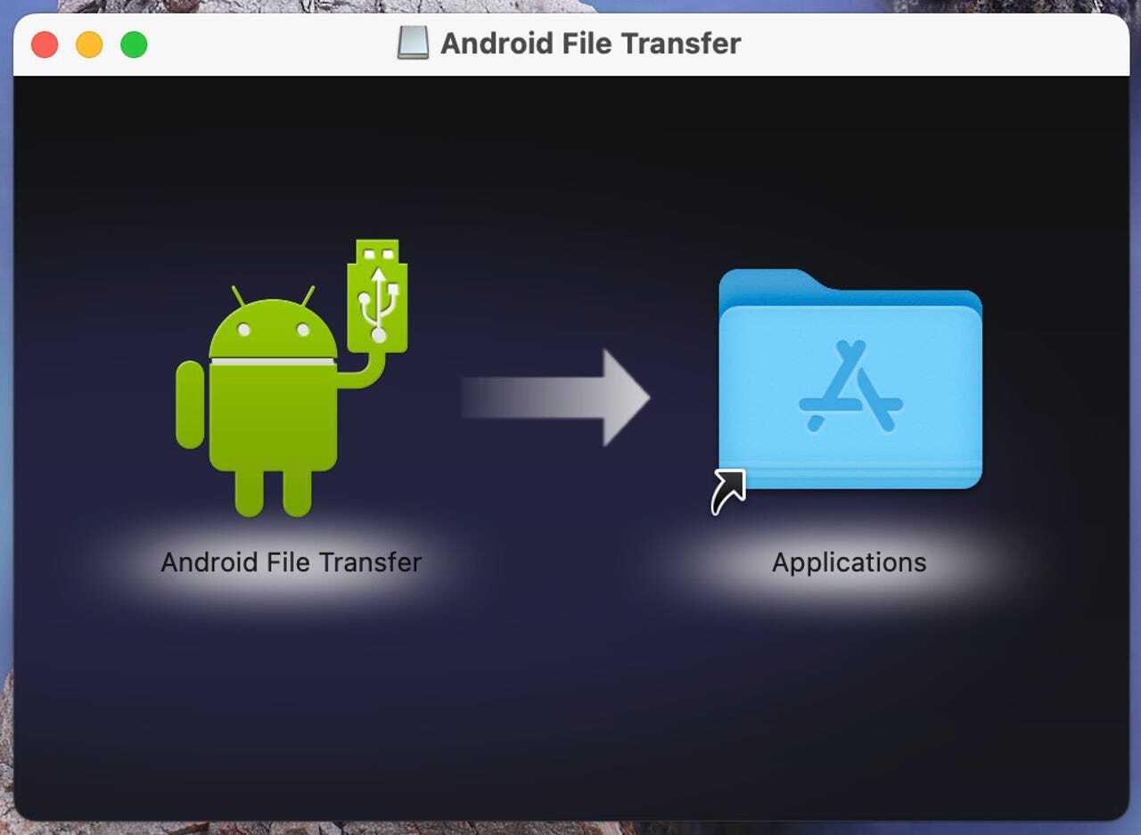 Android File Transferは、アプリのアイコンをフォルダーのアイコンにドラッグするだけでインストールできる。（提供：Jack Wallen/ZDNET）