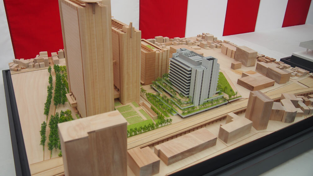 NEC玉川事業所と新棟の立体模型