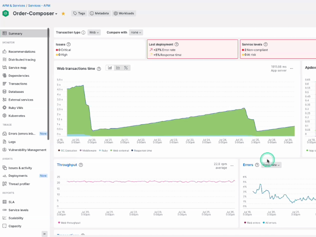 New Relic APM 360 Infrastructure