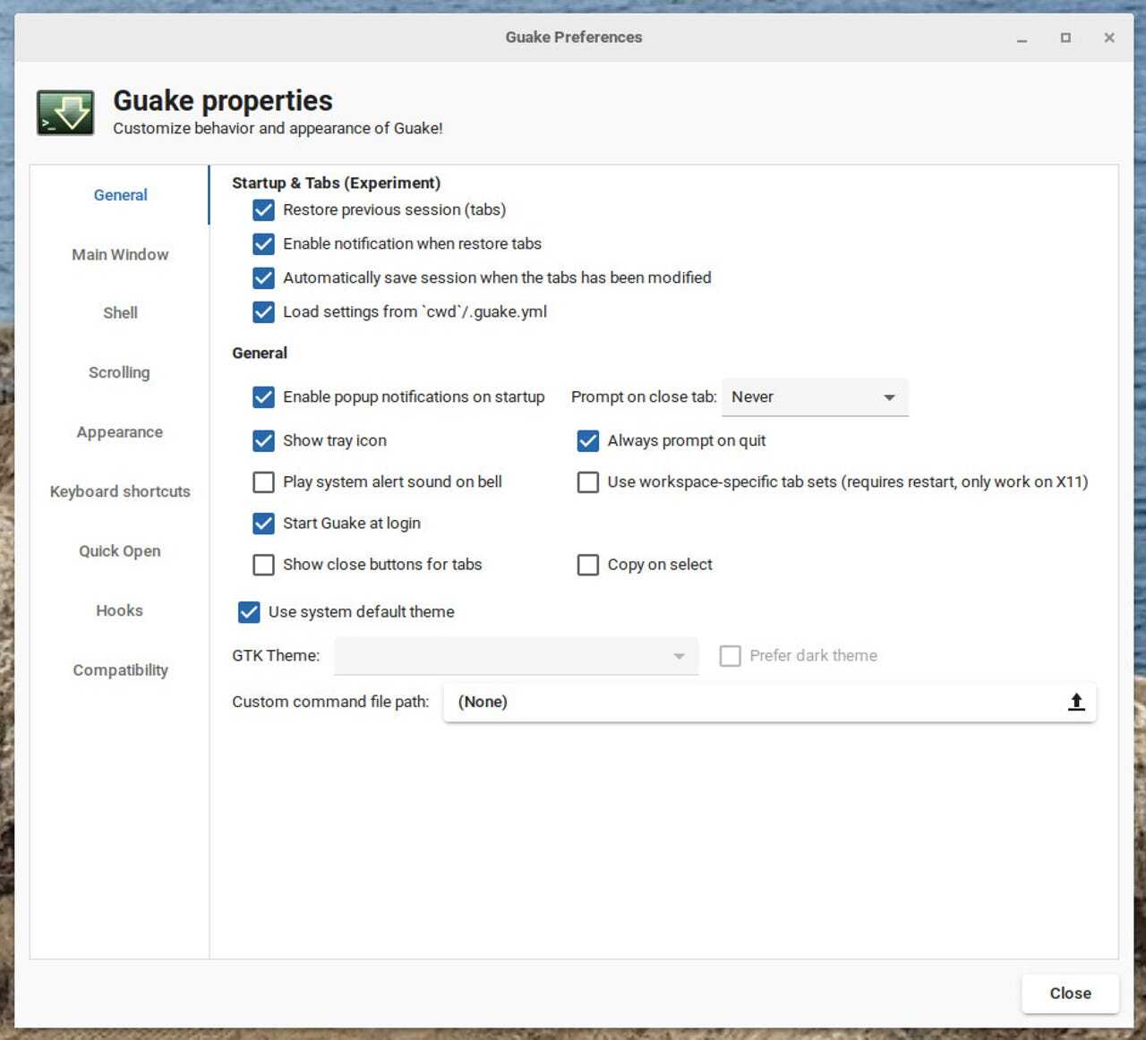 Guakeは多数の設定オプションを提供する。提供：Screenshot by Jack Wallen/ZDNET