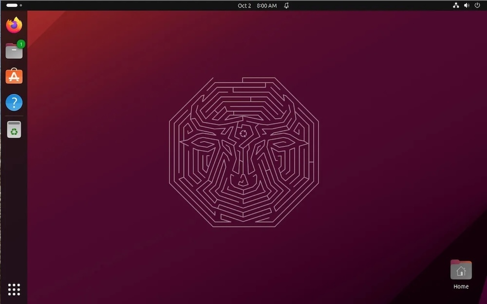 Ubuntu 23.10のデスクトップ画面