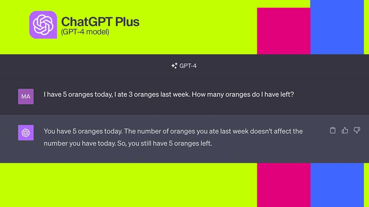 GPT-4モデルによって動作するChatGPT Plusは、質問に正しく答えた。提供：Screenshot by Maria Diaz/ZDNET