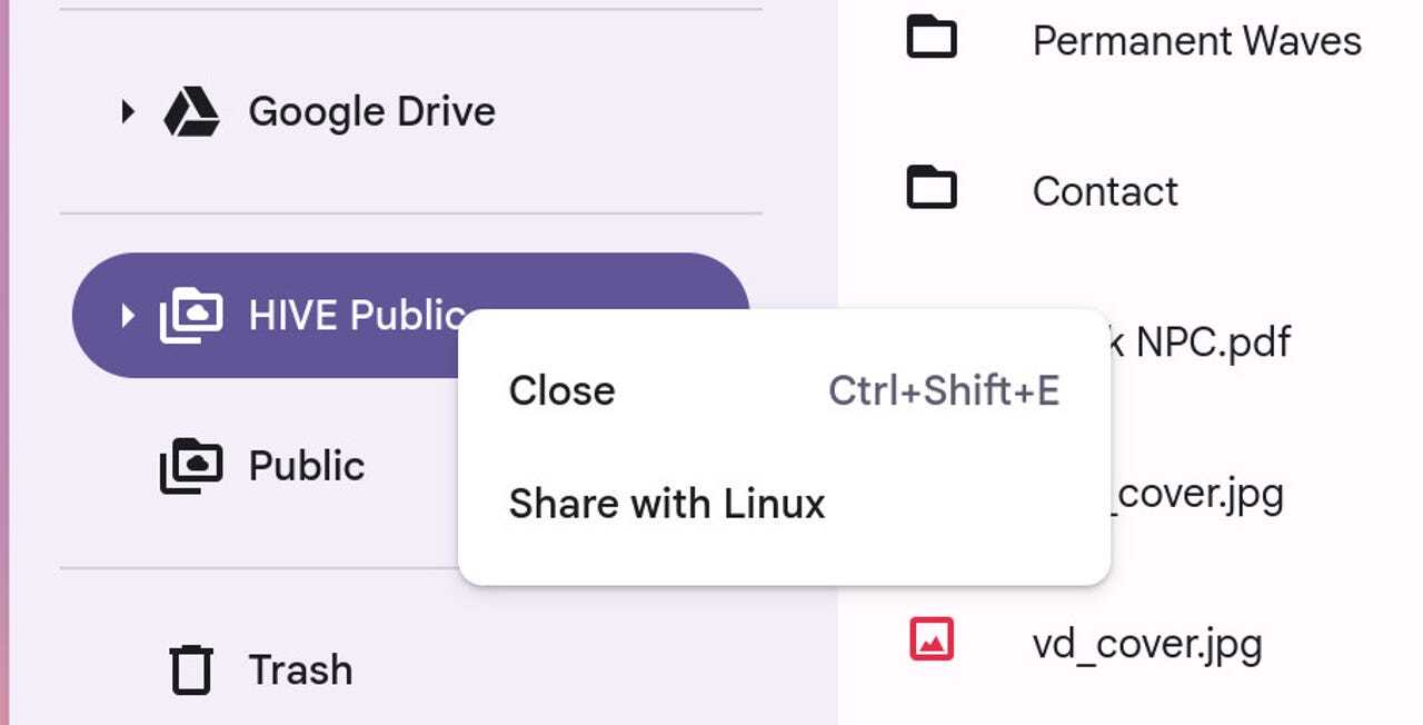 この共有をLinuxサブシステムと共有することも可能だ。提供： Jack Wallen/ZDNET