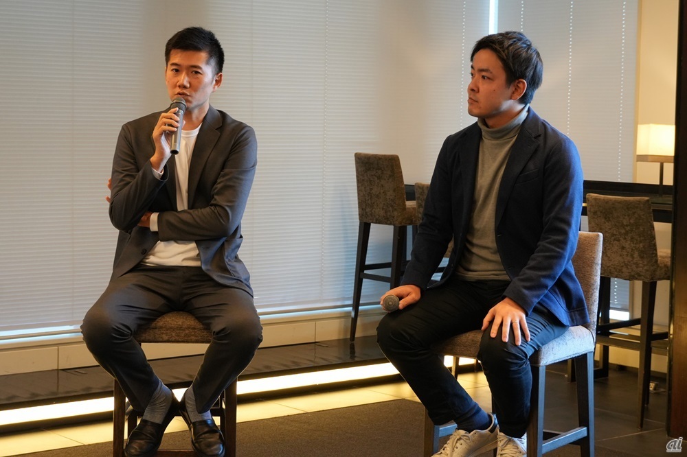 代表取締役社長の立石剛史氏（左）とGUGA 協議員の森川智貴氏