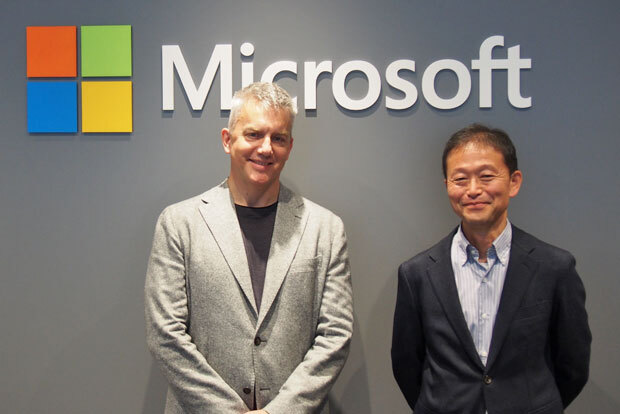 米Microsoft MS Threat Protection コーポレートバイスプレジデントのRob Lefferts氏（左）とサイバーセキュリティ ソリューショングループ チーフセキュリティアドバイザーの花村実氏