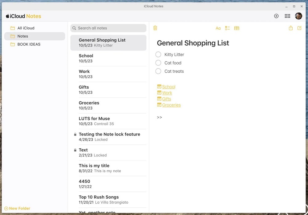 iCloud Notesは市場で最も優秀なメモ作成アプリの1つだ。提供：Screenshot by Jack Wallen/ZDNET