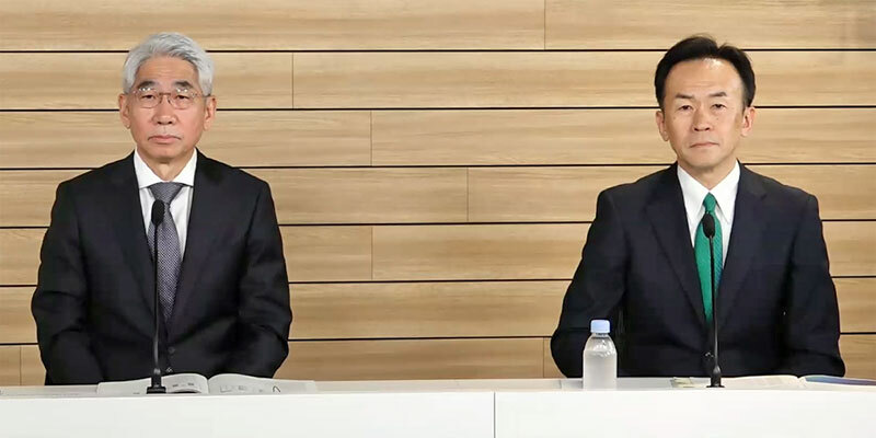 NEC 取締役 代表執行役社長 兼 CEOの森田隆之氏（左）と取締役 代表執行役Corporate EVP 兼 CFOの藤川修氏