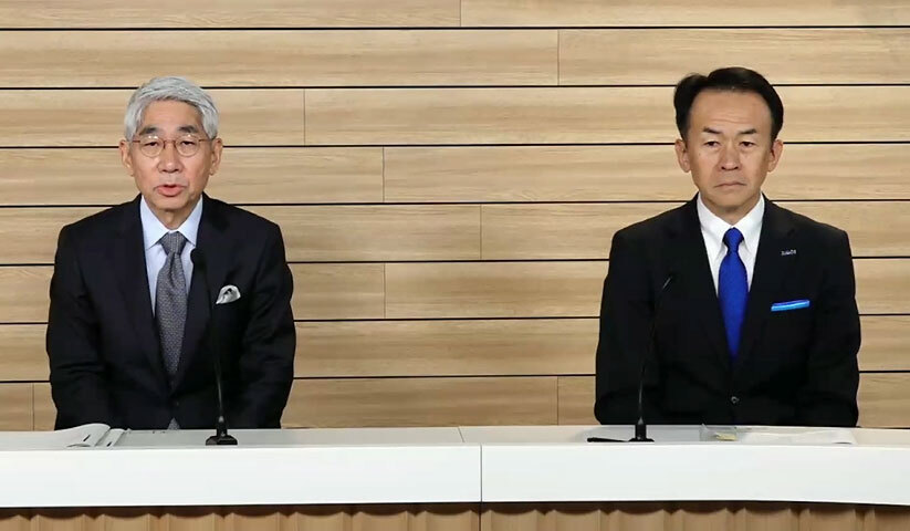 NEC 取締役 代表執行役社長兼CEOの森田隆之氏（左）と取締役 代表執行役Corporate EVP兼CFOの藤川修氏