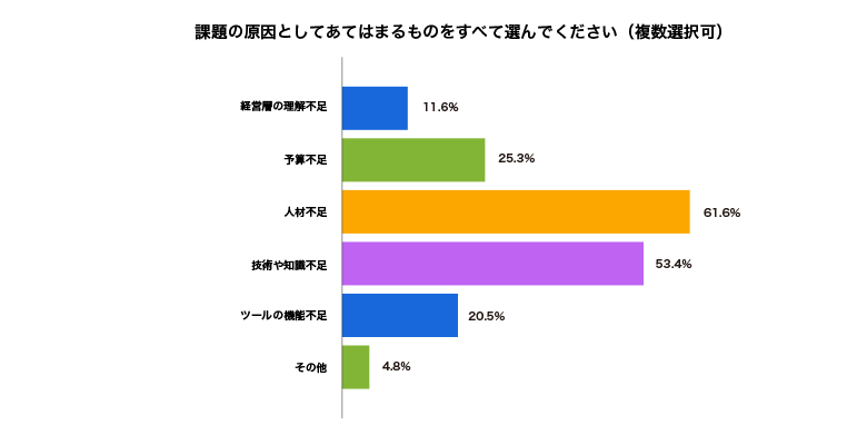 課題の原因としてあてはまるものをすべて選んでください（複数選択可）