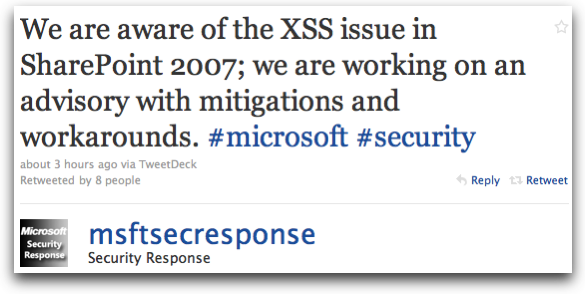 Microsoftセキュリティレスポンスチームのツイート
