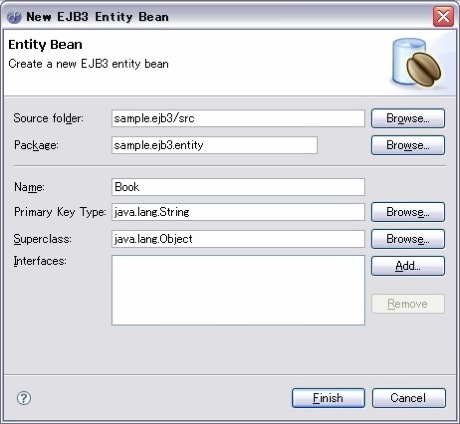 図4 Entity Beansの作成ウィザード