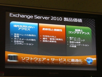 Exchange Server 2010の3つの特徴（画像をクリックすると拡大します）