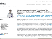 Citrix Systems ? Citrix Announces Project “Open Door” for Customers Switching to XenServer